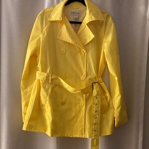 Orvis Women's Sunny Yellow Belted Trench Coat Size L - like new